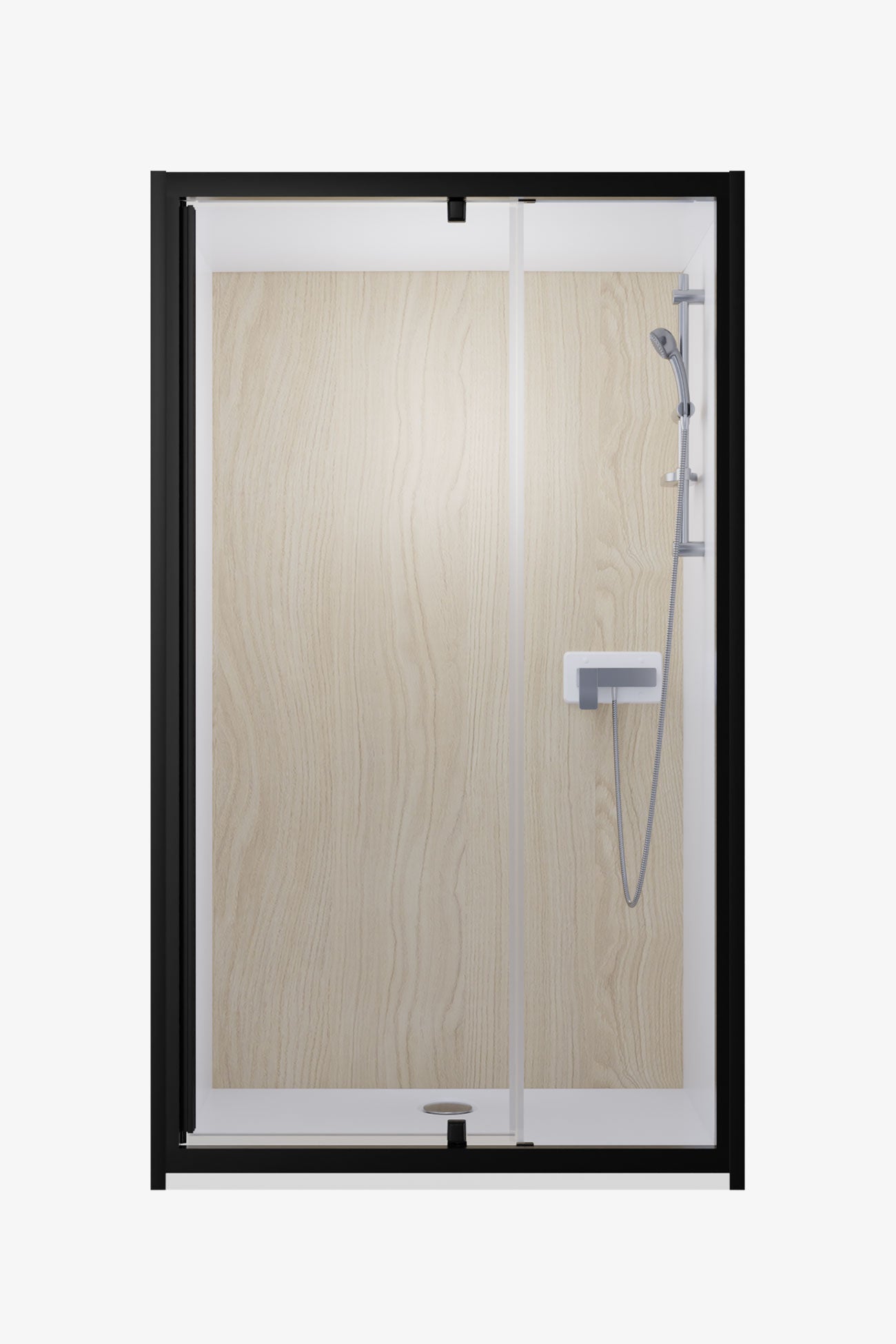 Cabine 120x80 fond bois porte noir 