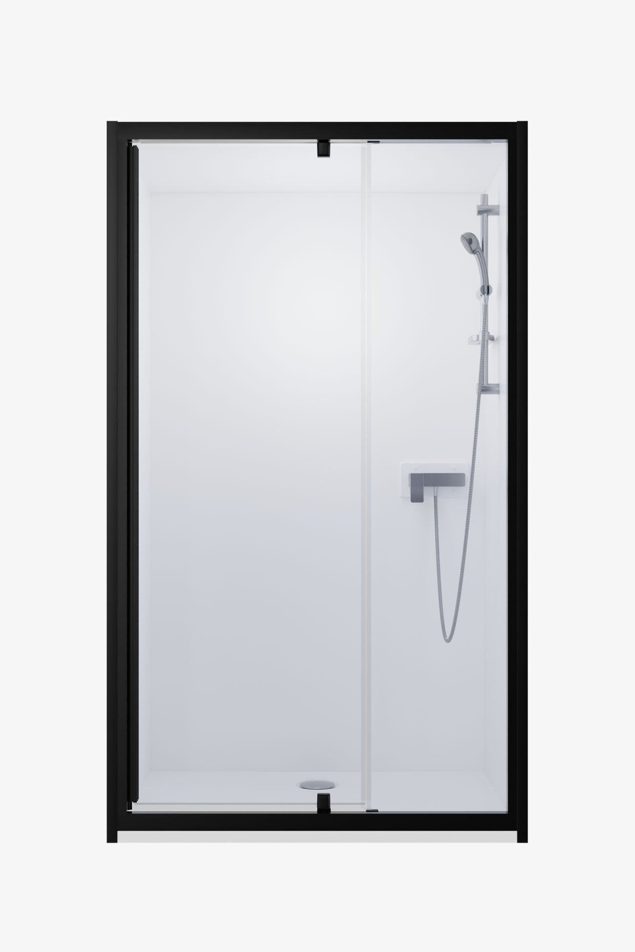 Cabine 120x80 parois blanches porte noire